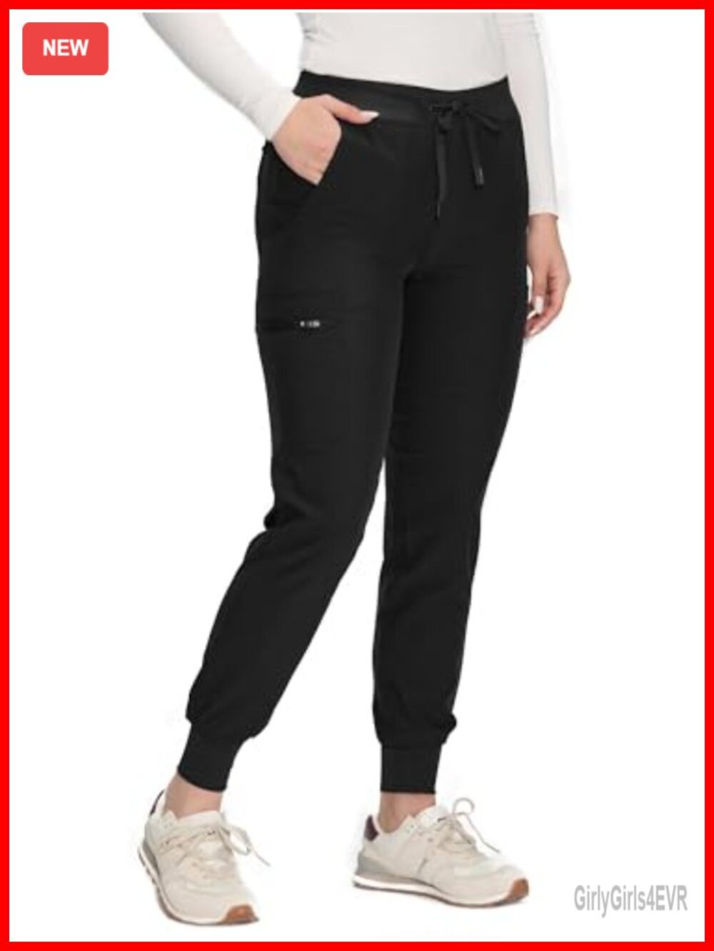 Women's Drawstring Cargo Scrub Pants with 7 Pockets